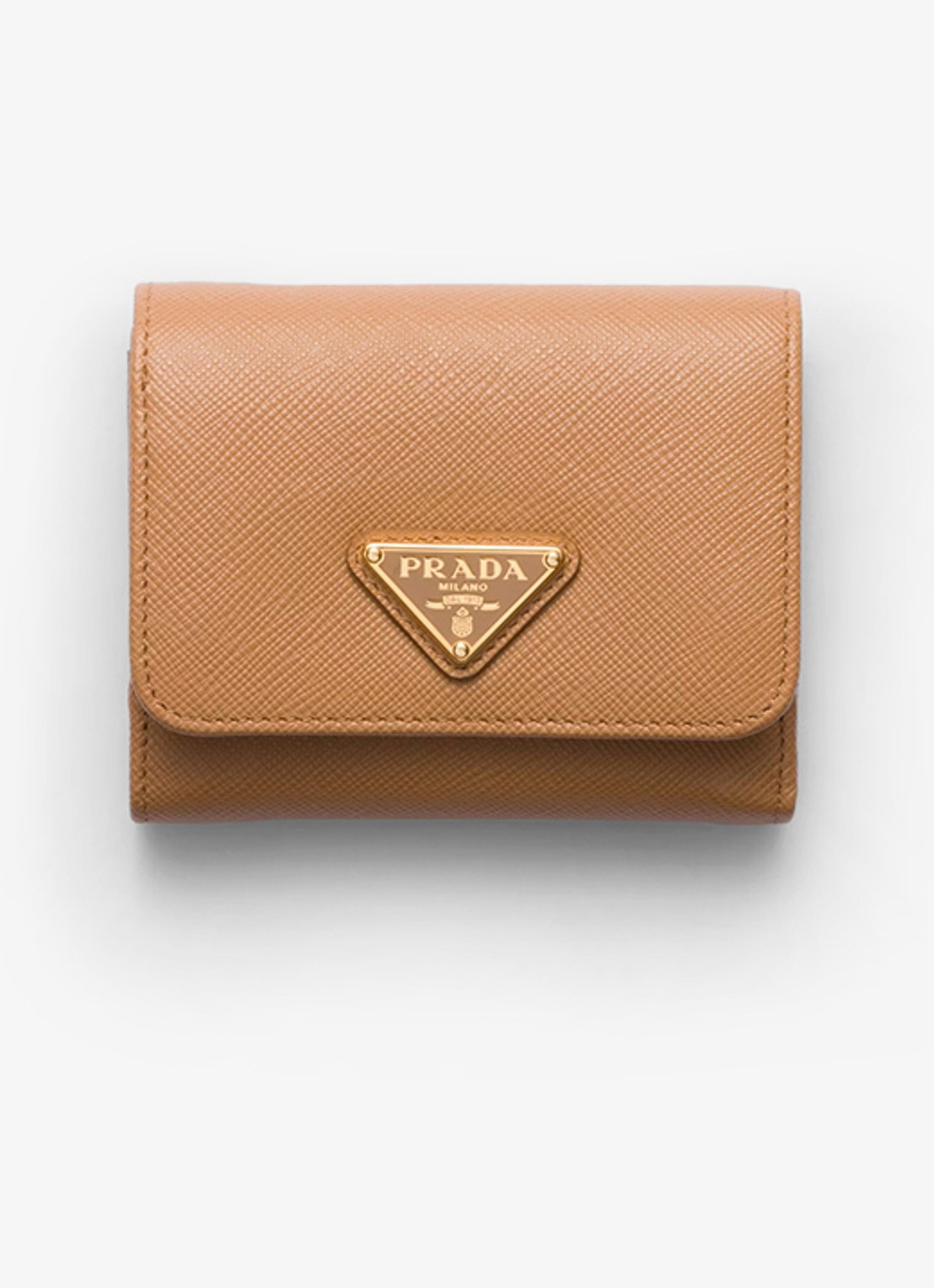 Prada Small portemonnee van leer - voorkant camel