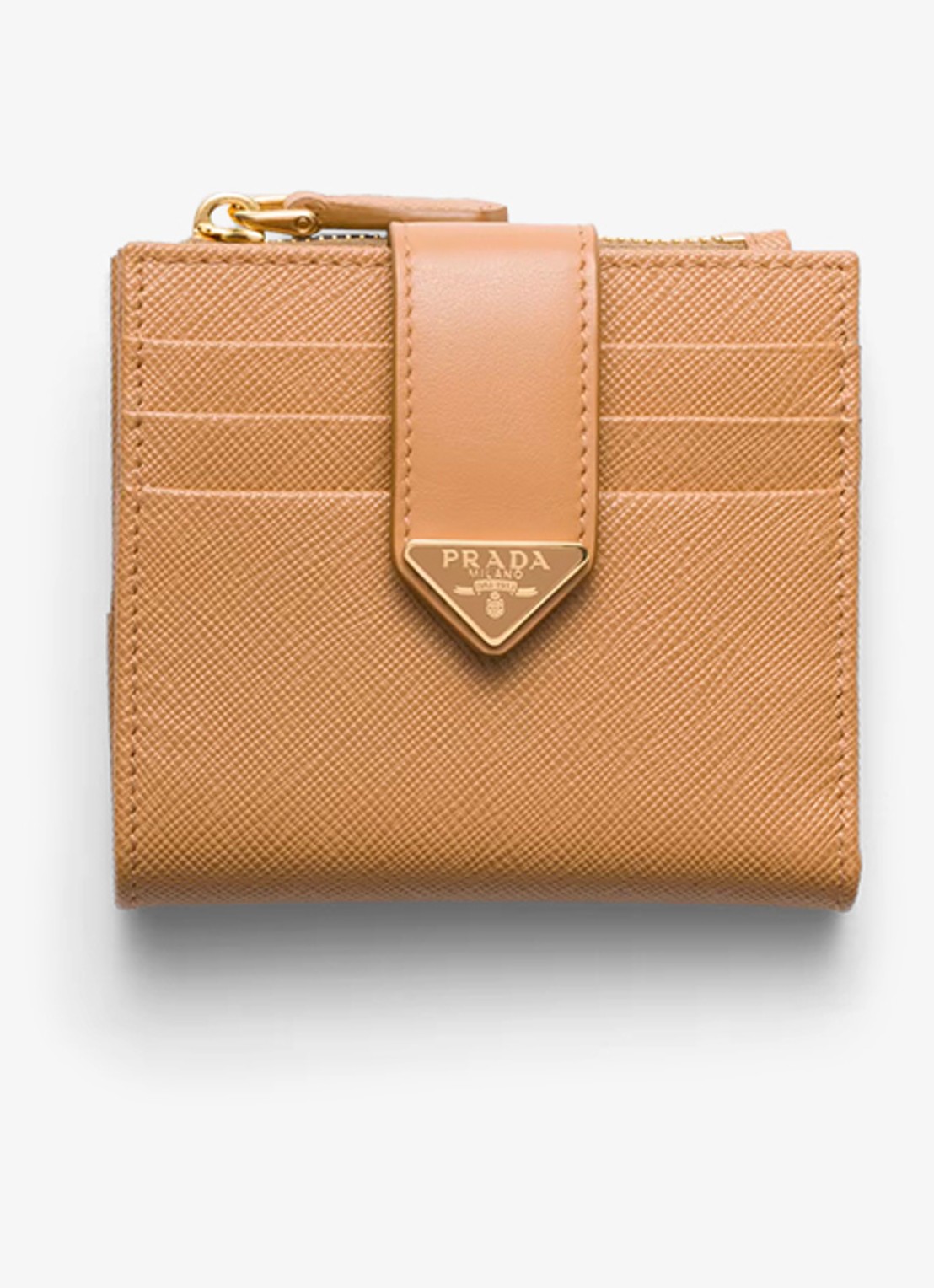 Prada Small portemonnee van leer - voorkant camel