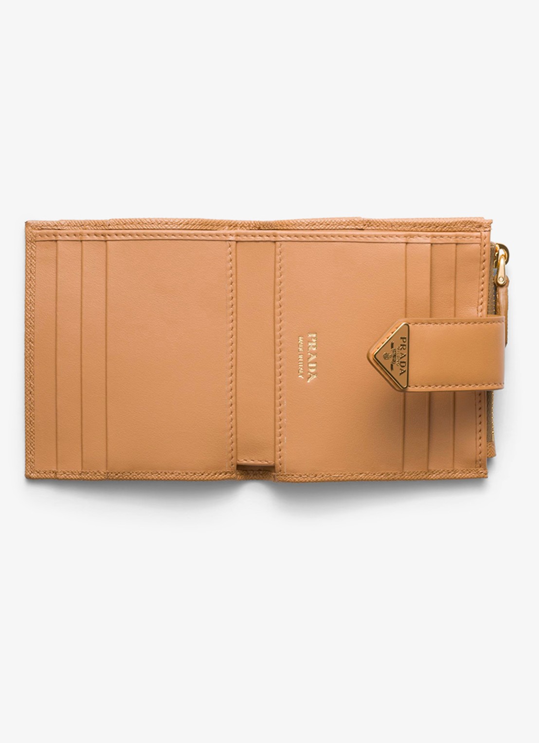 Prada Small portemonnee van leer - voorkant 2 camel