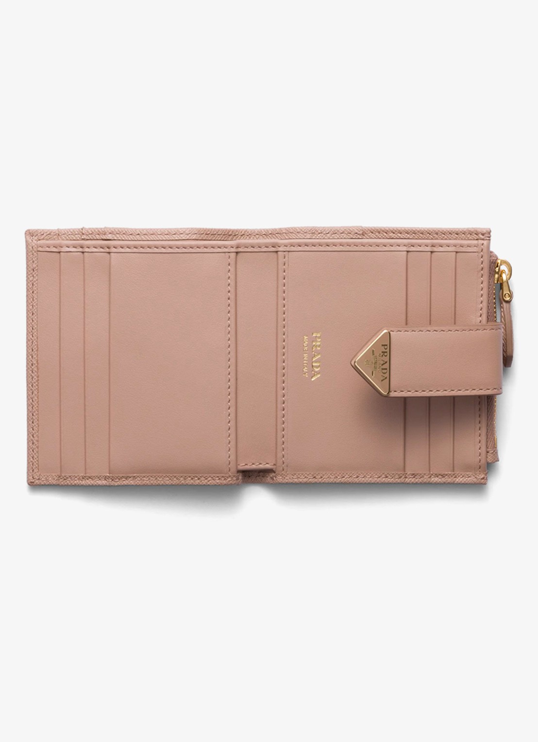 Prada Small portemonnee van leer - voorkant 2 beige