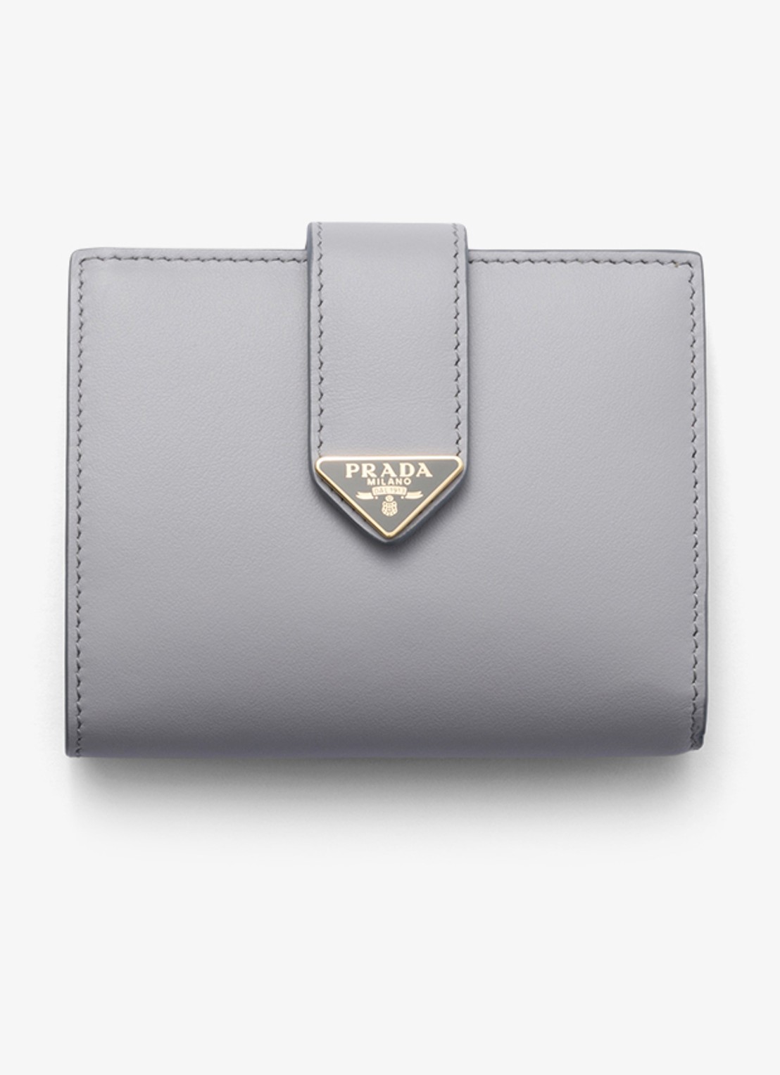 Prada Small portemonnee van leer - voorkant lichtgrijs