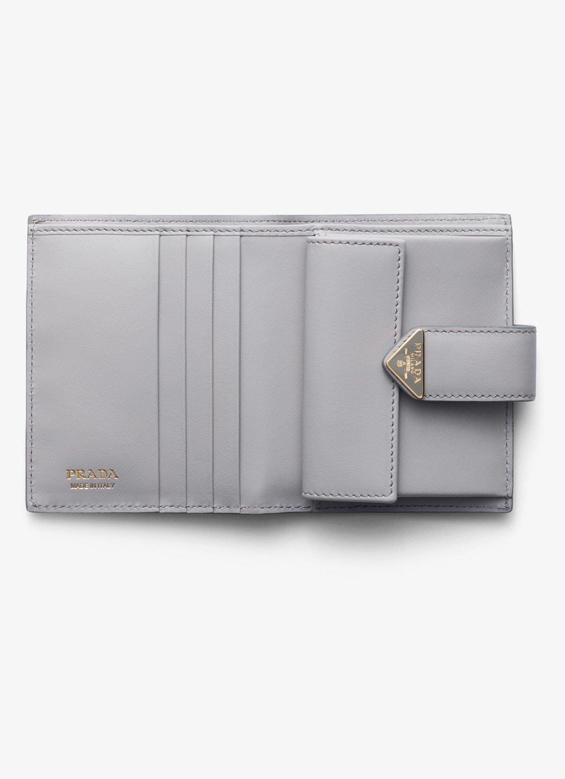 Prada Small portemonnee van leer - voorkant 2 lichtgrijs