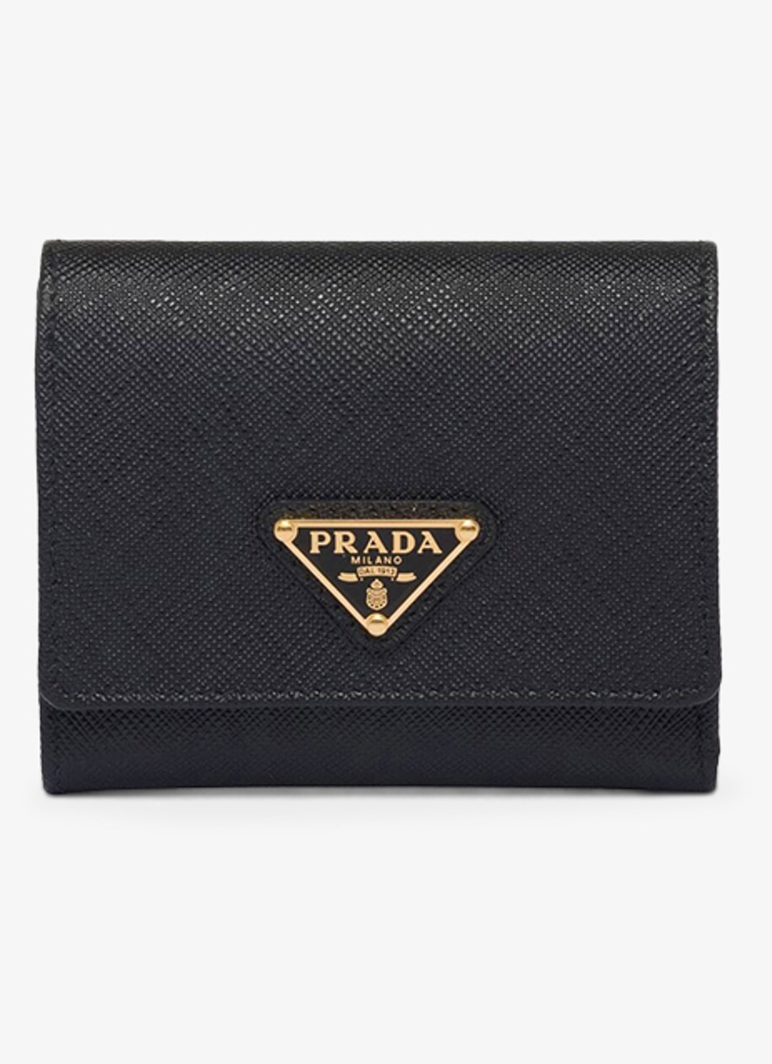 Prada Small portemonnee van leer - voorkant diepzwart