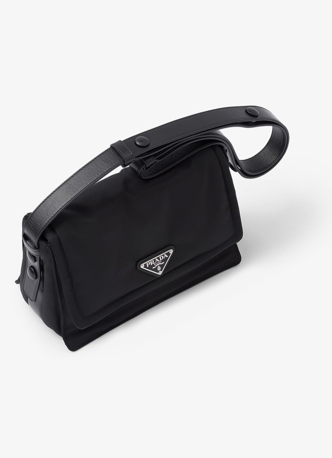 Prada Small Re-Nylon gewatteerde schoudertas met leren details - detail zwart