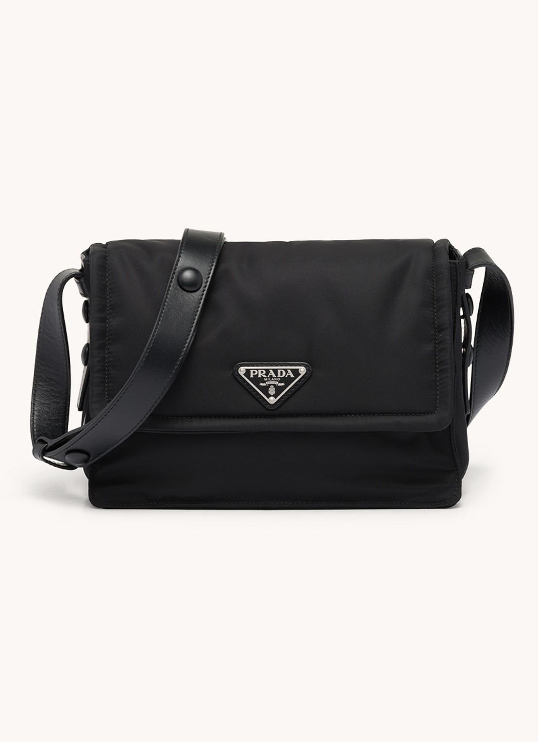 Prada Small Re-Nylon gewatteerde schoudertas met leren details - voorkant 6 zwart