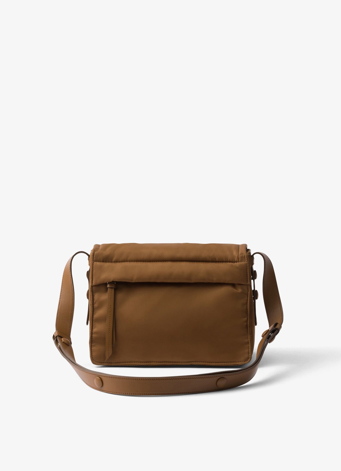 Prada Small Re-Nylon gewatteerde schoudertas met leren details - achterkant 6 camel