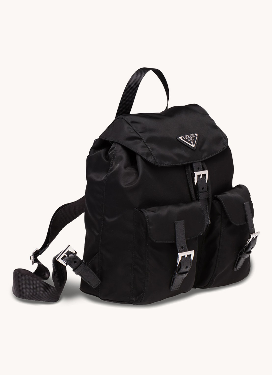 Prada Small Re-Nylon rugzak met logo - achterkant zwart
