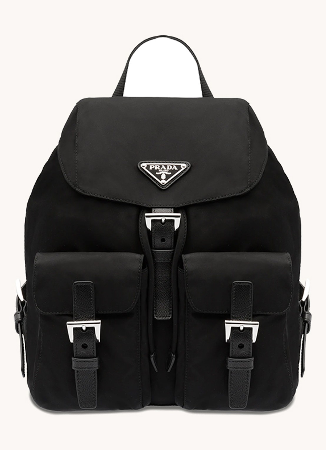 Prada Small Re-Nylon rugzak met logo - voorkant 6 zwart