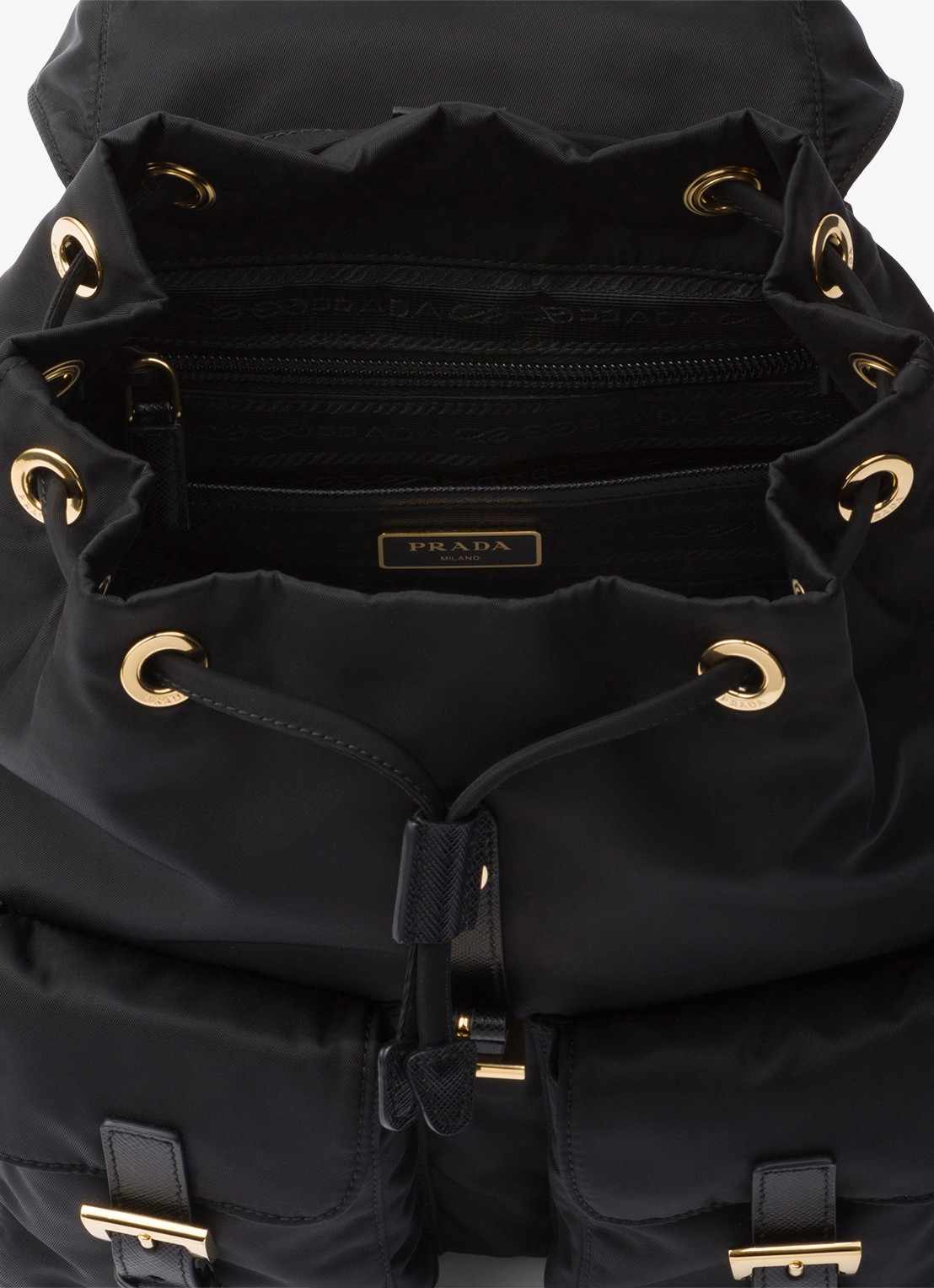 Prada Small Re-Nylon rugzak met logo - detail 5 diepzwart