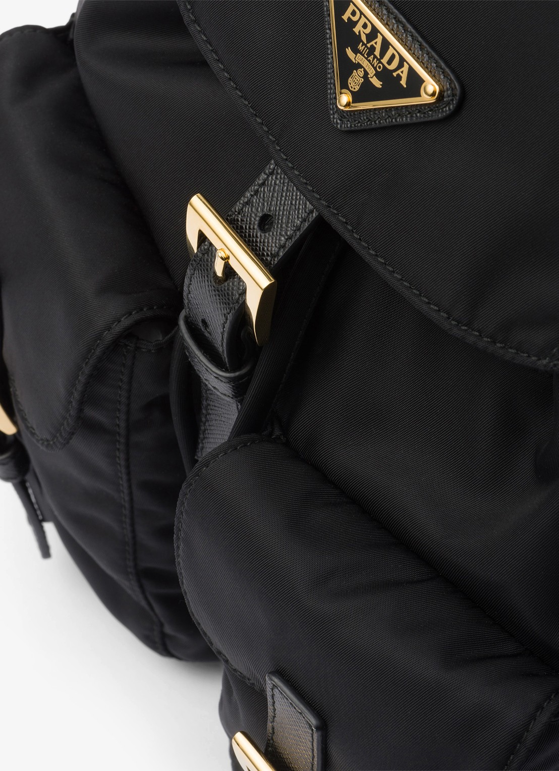 Prada Small Re-Nylon rugzak met logo - detail 6 diepzwart