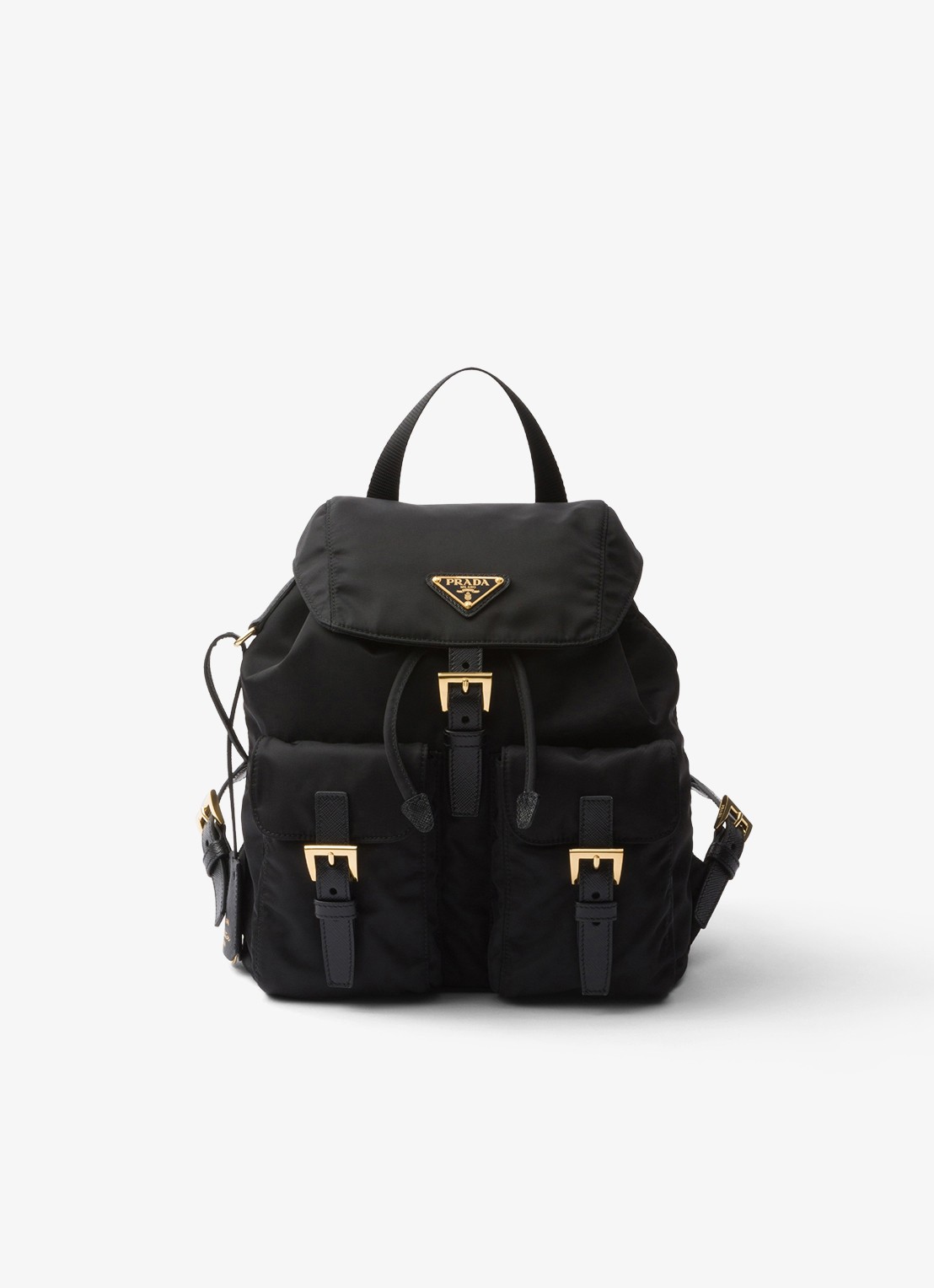 Prada Small Re-Nylon rugzak met logo - voorkant diepzwart