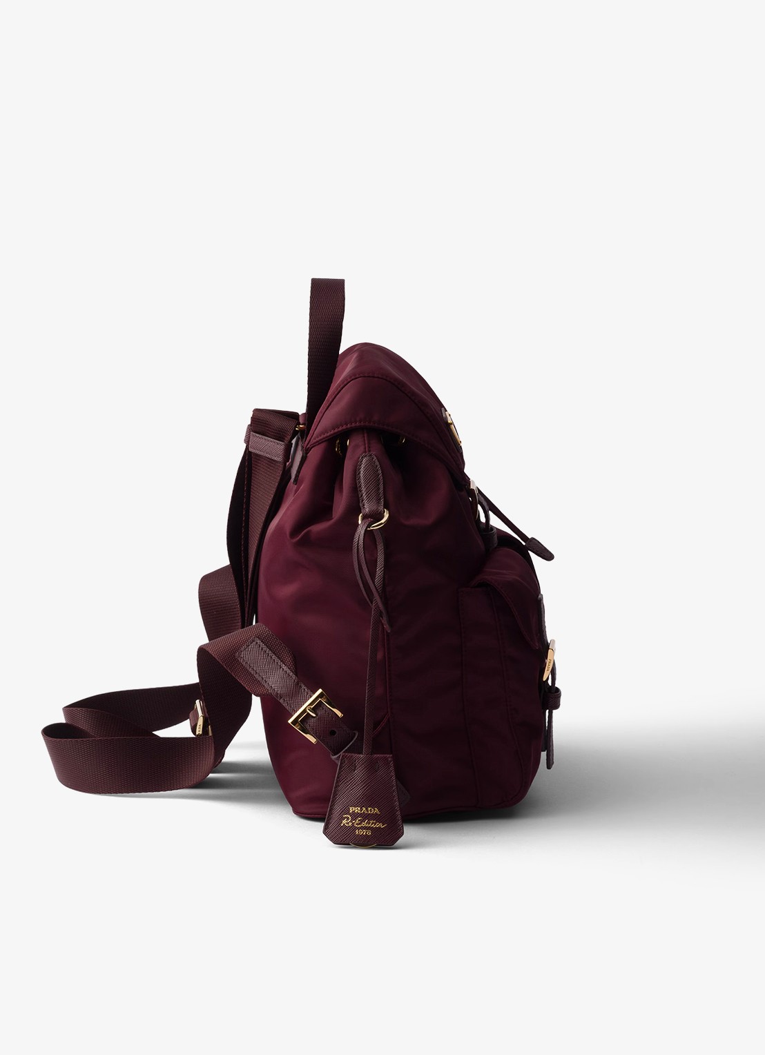 Prada Small Re-Nylon rugzak met logo - detail 4 bordeauxrood