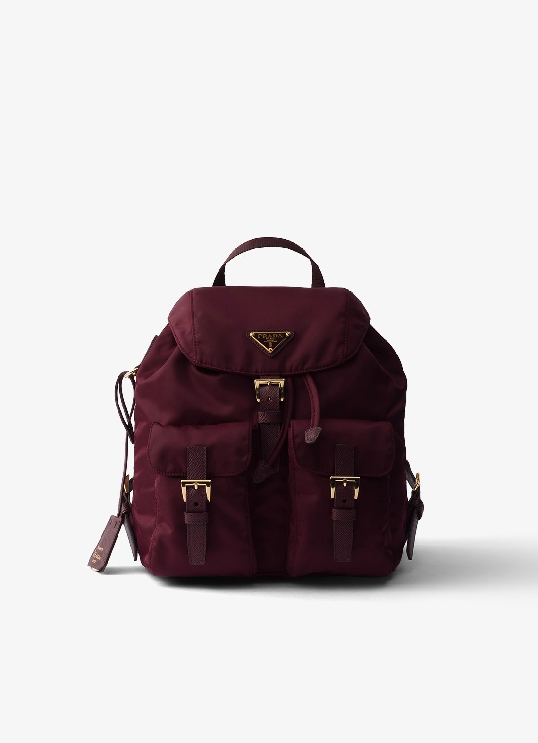 Prada Small Re-Nylon rugzak met logo - voorkant bordeauxrood
