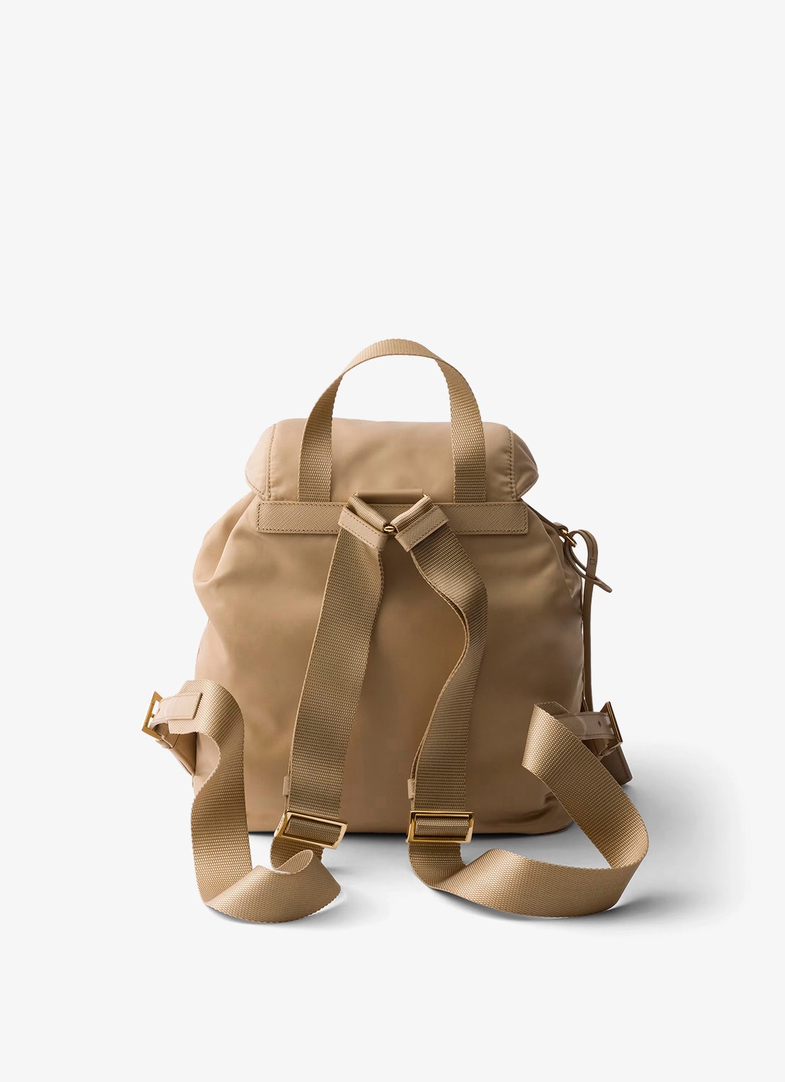 Prada Small Re-Nylon rugzak met logo - achterkant lichtbruin