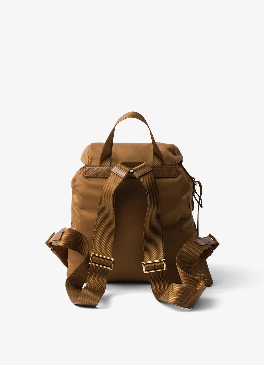 Prada Small Re-Nylon rugzak met logo - achterkant 5 camel