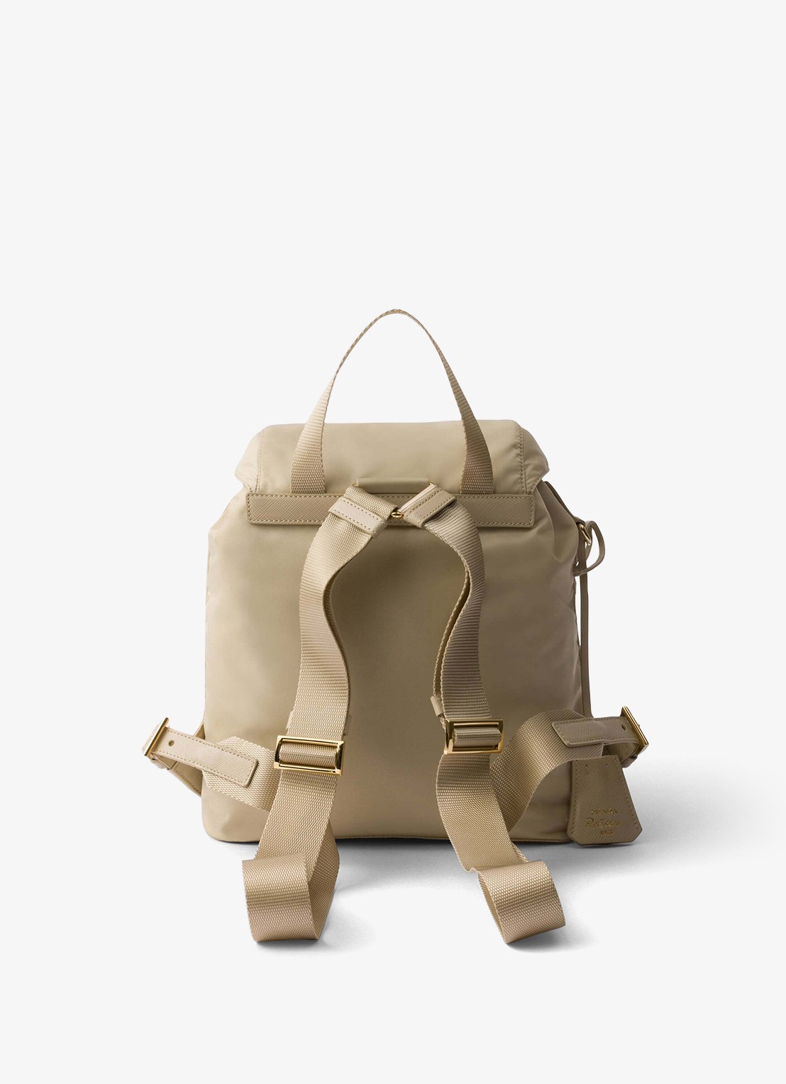 Prada Small Re-Nylon rugzak met logo - achterkant 2 beige