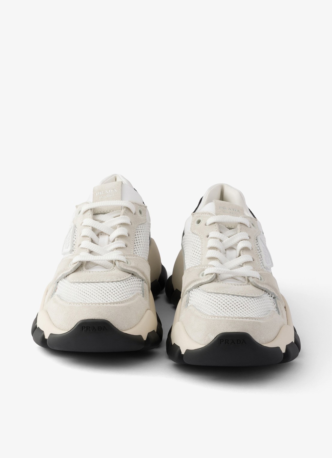Prada Sneaker met suède details - detail 5 gebroken wit