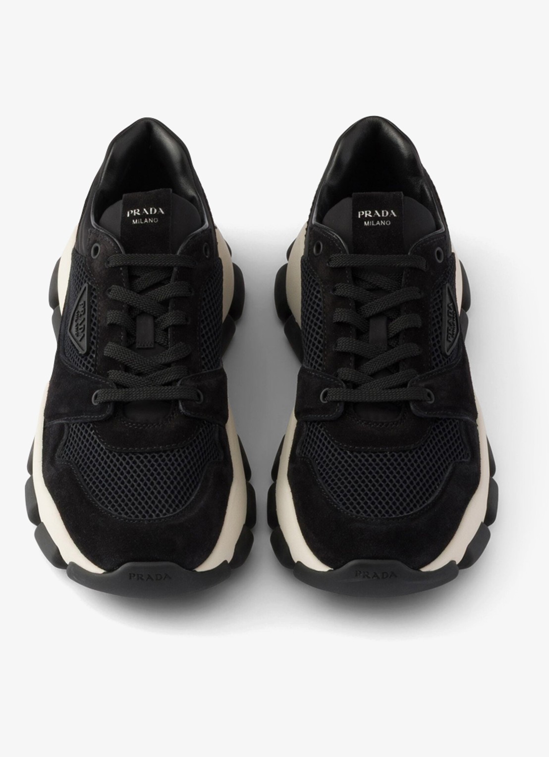 Prada Sneaker met suède details - detail 4 zwart