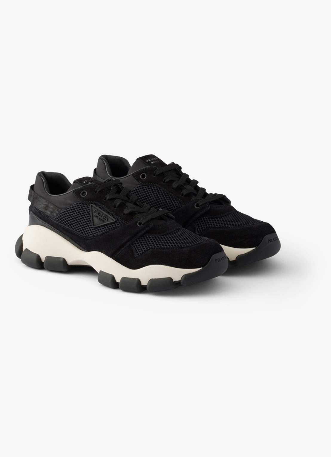Prada Sneaker met suède details - voorkant 2 zwart