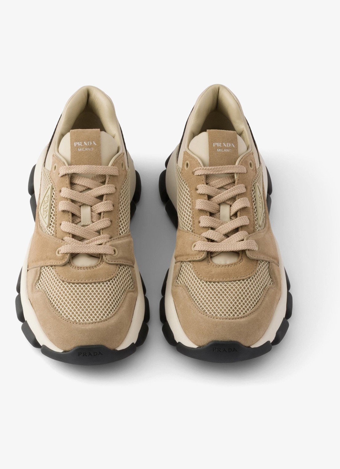 Prada Sneaker met suède details - detail 5 beige