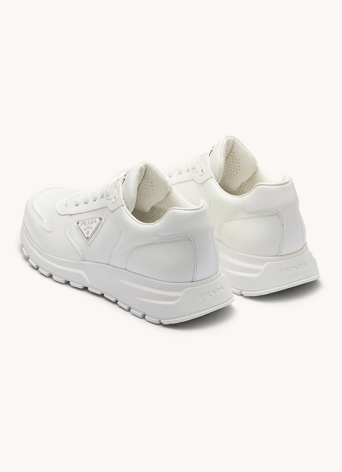 Prada Sneaker van leer met logo - detail 5 wit