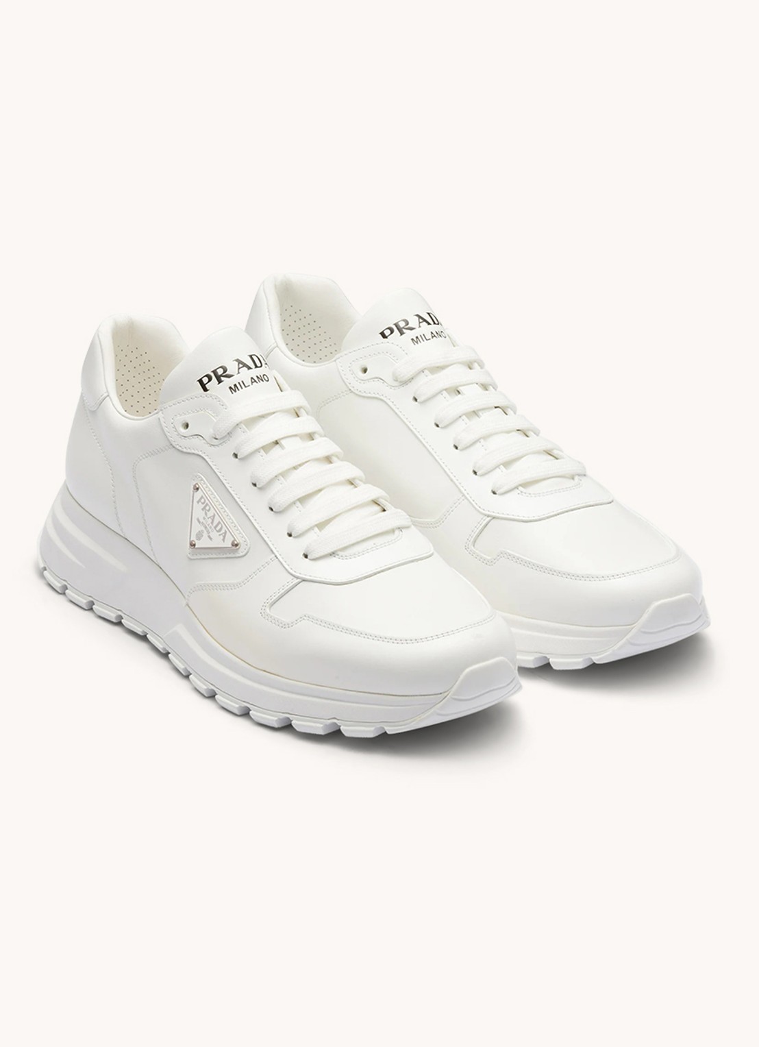 Prada Sneaker van leer met logo - voorkant wit