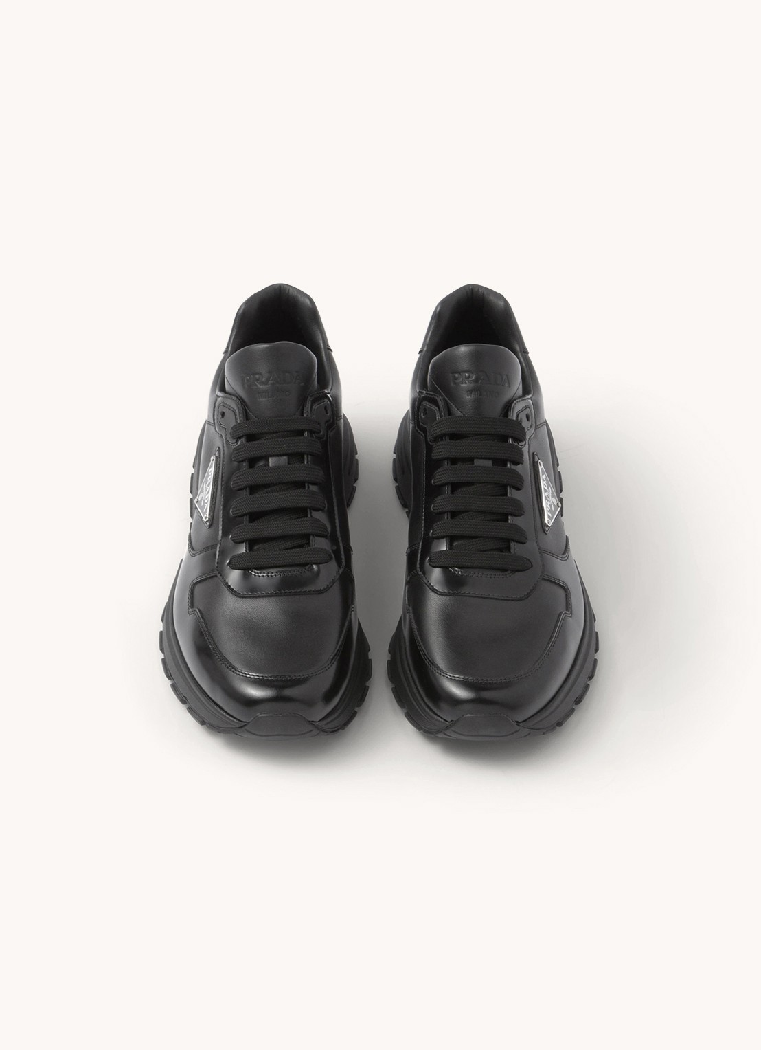 Prada Sneaker van leer met logo - detail 4 zwart