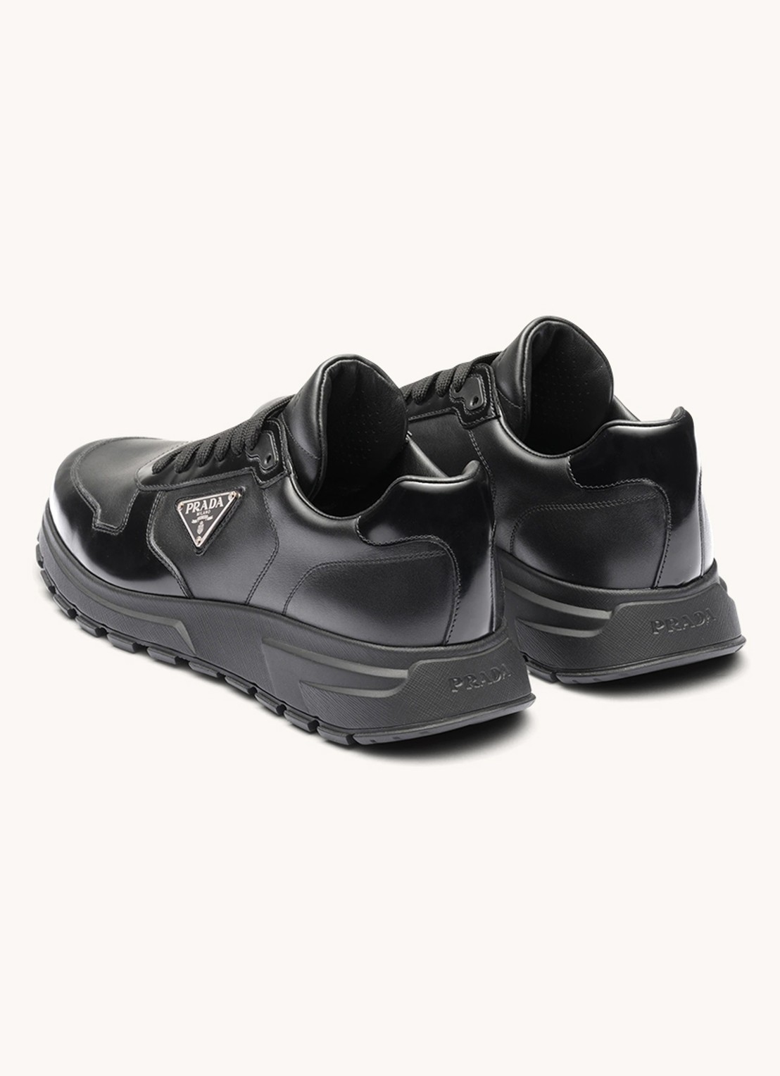 Prada Sneaker van leer met logo - detail 5 zwart