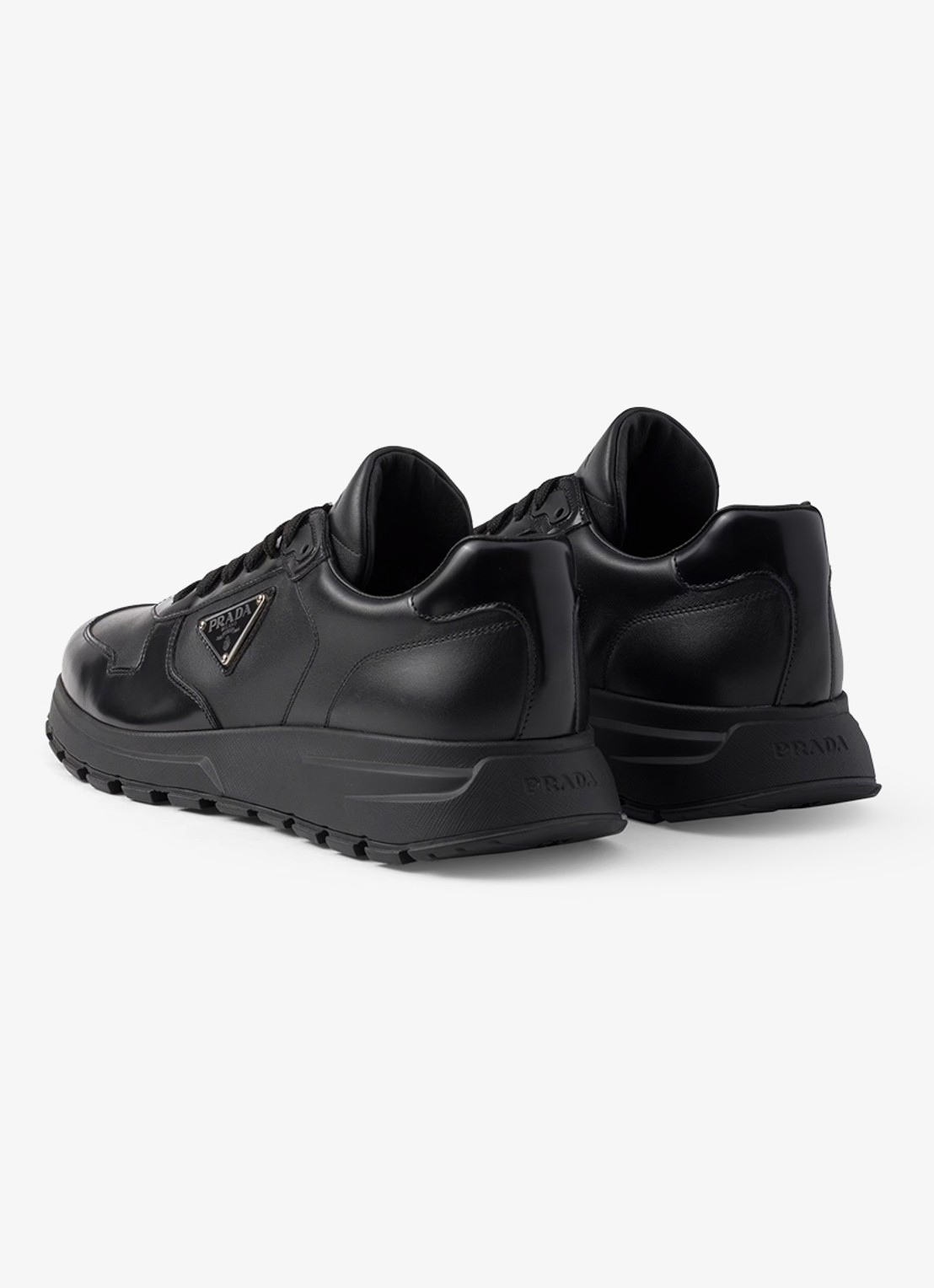 Prada Sneaker van leer met logo - achterkant 10 zwart