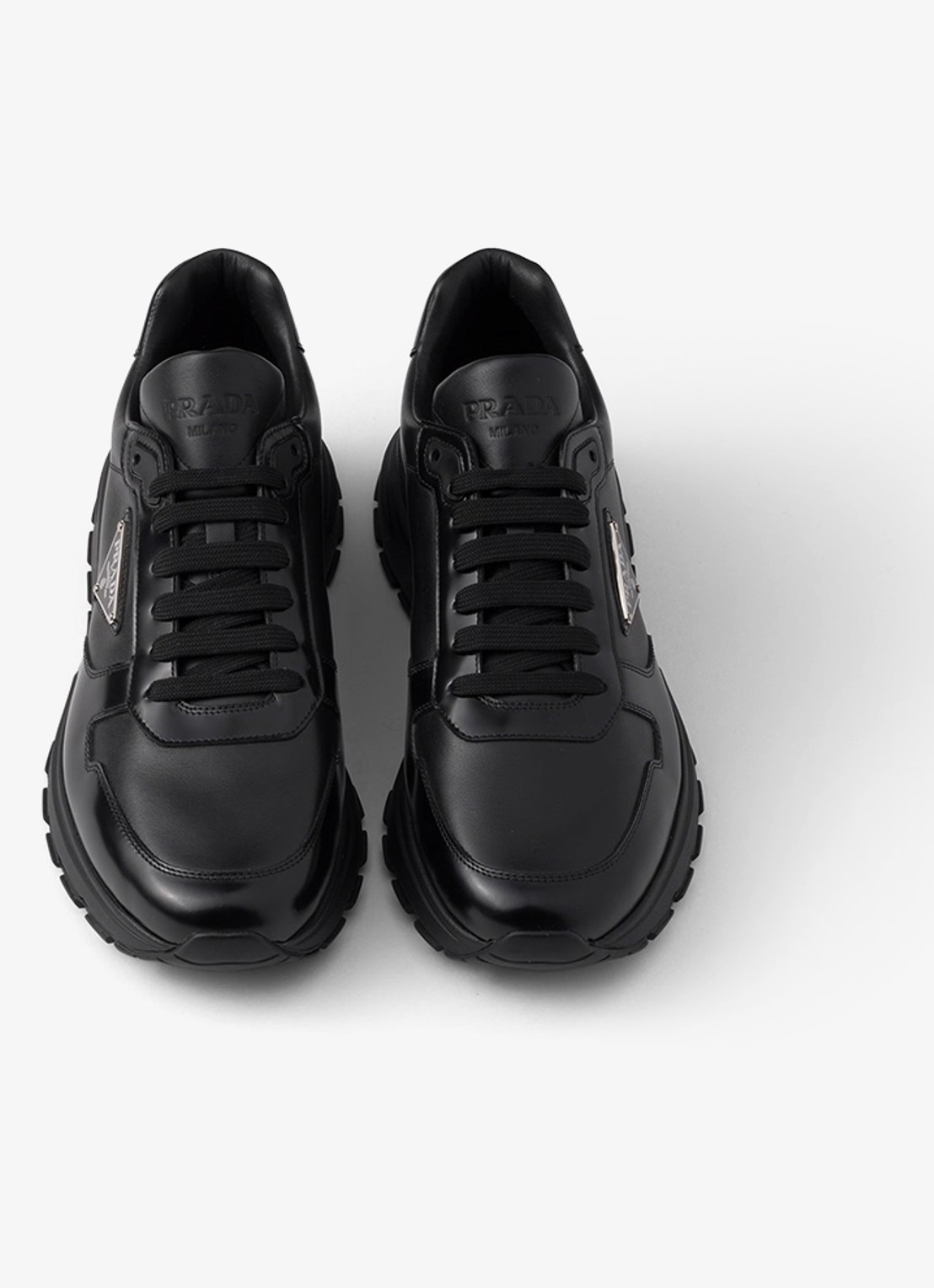 Prada Sneaker van leer met logo - detail 8 zwart