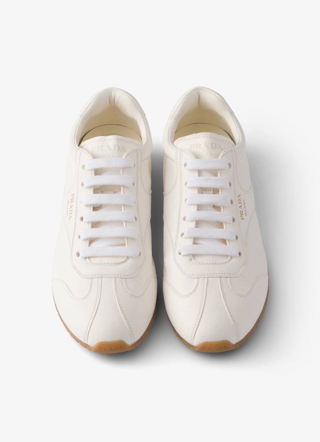 Prada Sneaker van leer - detail 4 gebroken wit