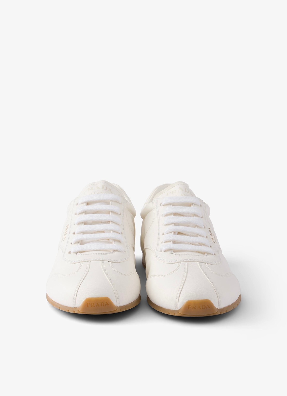 Prada Sneaker van leer - detail 5 gebroken wit