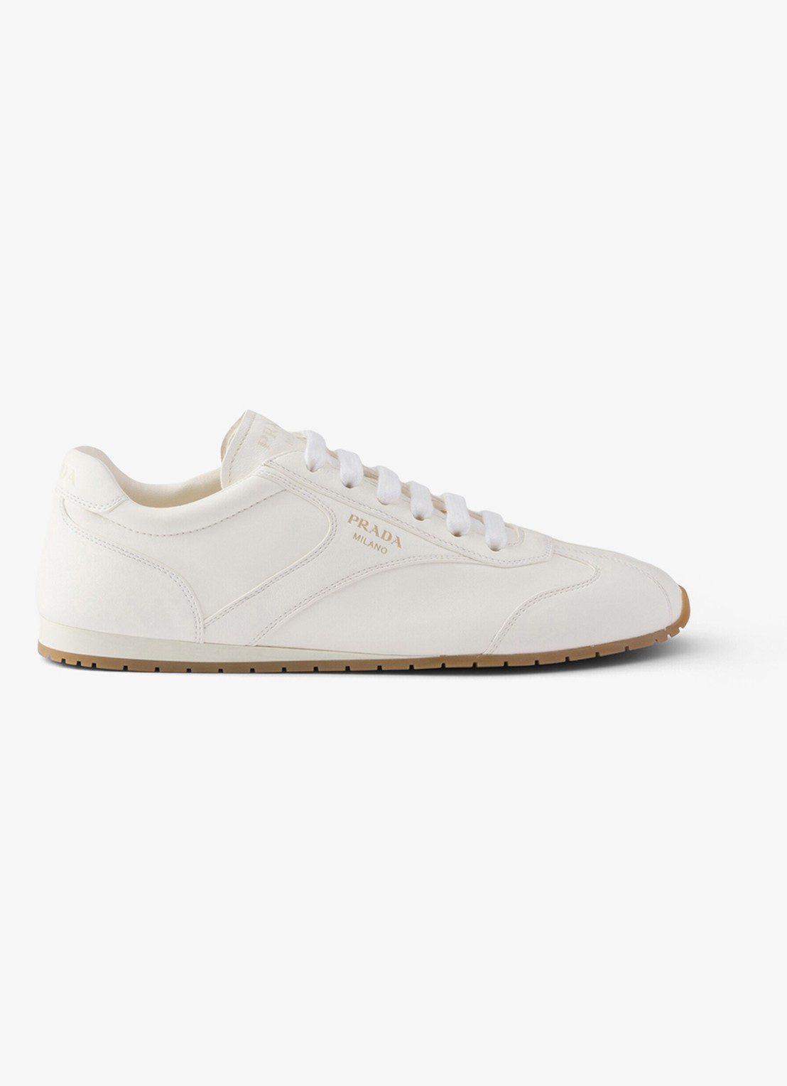 Prada Sneaker van leer - voorkant 2 gebroken wit