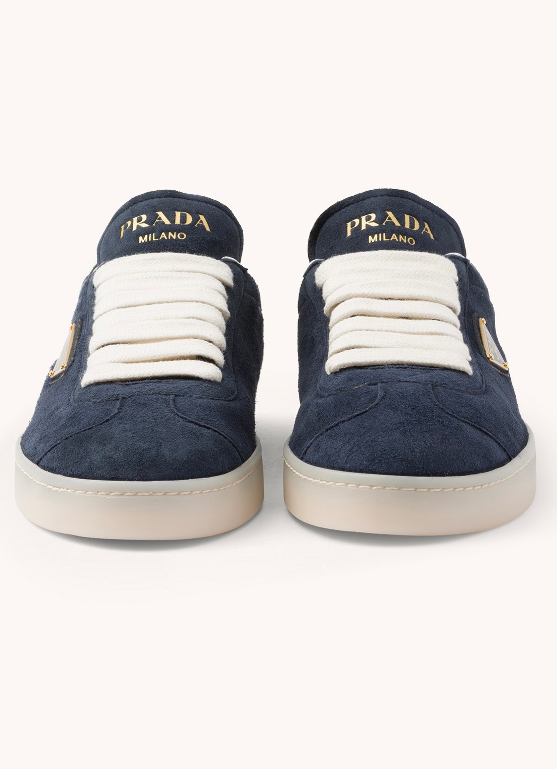 Prada Sneaker van suède - detail 5 donkerblauw