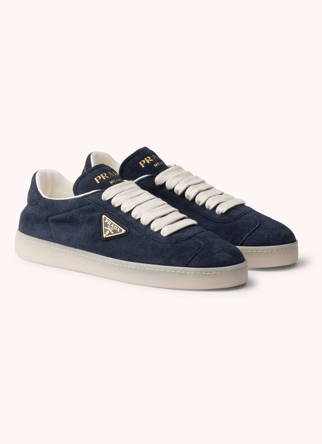 Prada Sneaker van suède - voorkant 2 donkerblauw