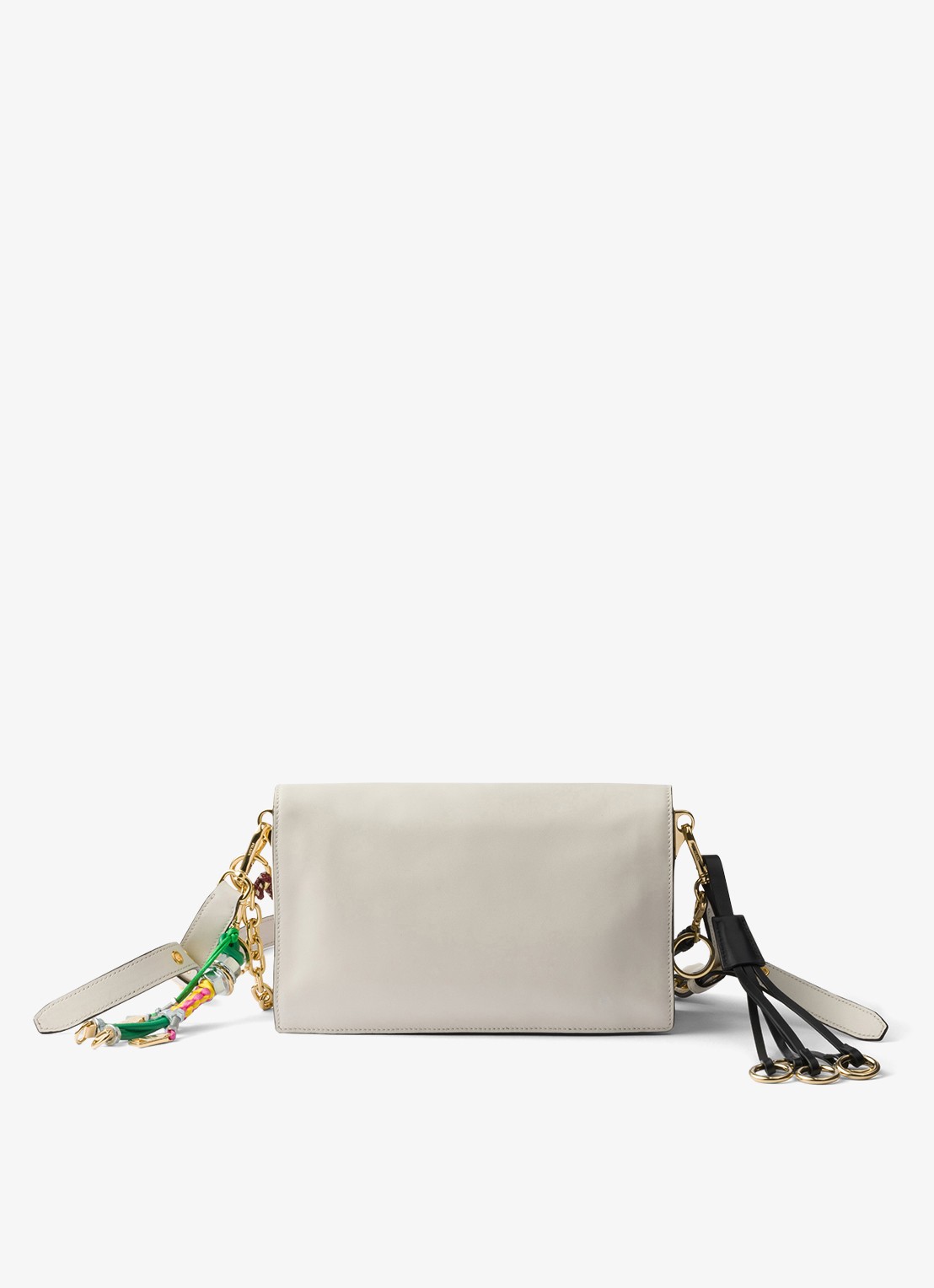 Prada Soft Sound Small schoudertas van leer - achterkant 3 gebroken wit