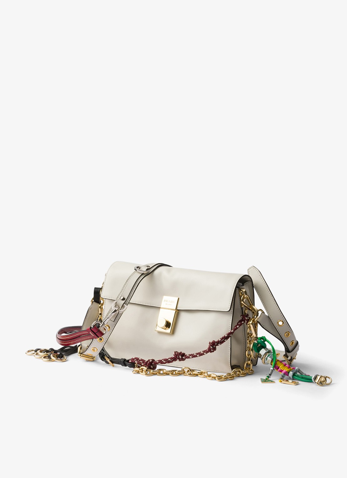 Prada Soft Sound Small schoudertas van leer - detail 4 gebroken wit