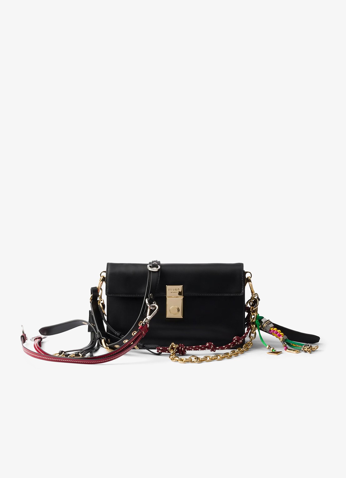 Prada Soft Sound Small schoudertas van leer - voorkant zwart