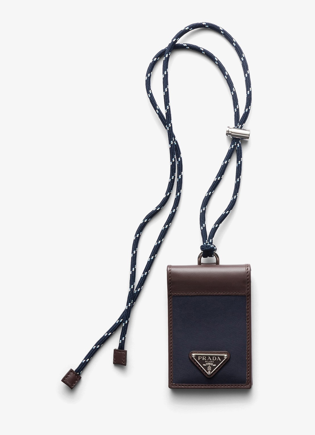 Prada Speedrock Re-Nylon pasjeshouder van leer met contrast - voorkant 3 donkerblauw