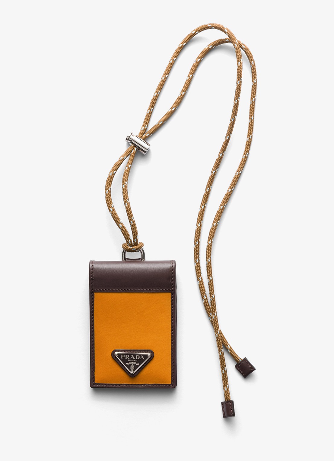 Prada Speedrock Re-Nylon pasjeshouder van leer met contrast - voorkant 2 orange