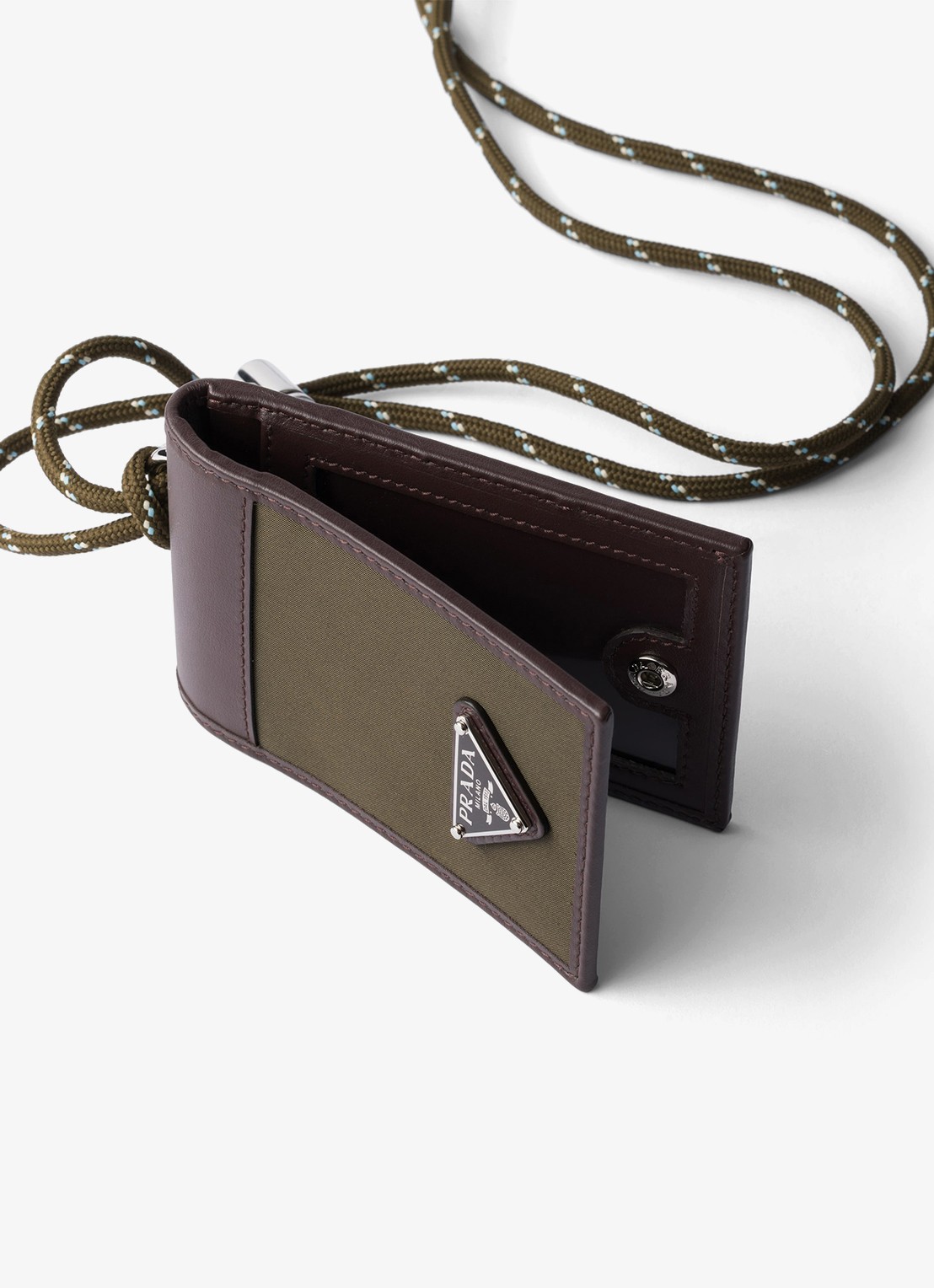 Prada Speedrock Re-Nylon pasjeshouder van leer met contrast - detail groen