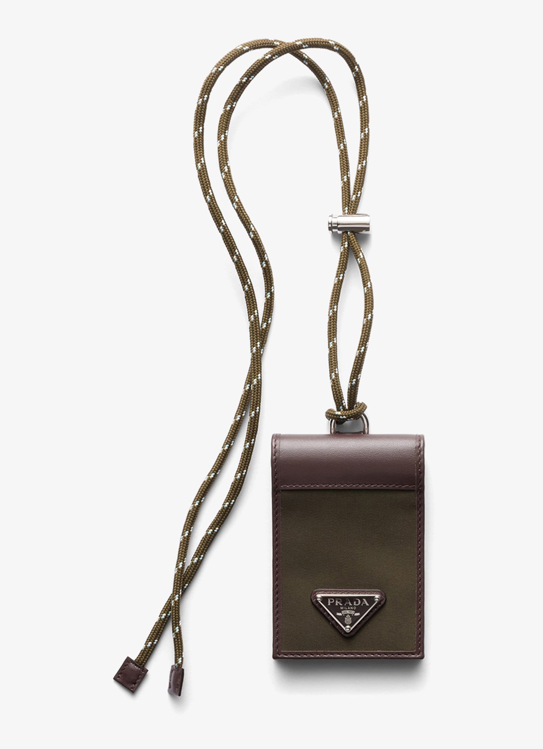 Prada Speedrock Re-Nylon pasjeshouder van leer met contrast - voorkant 3 groen