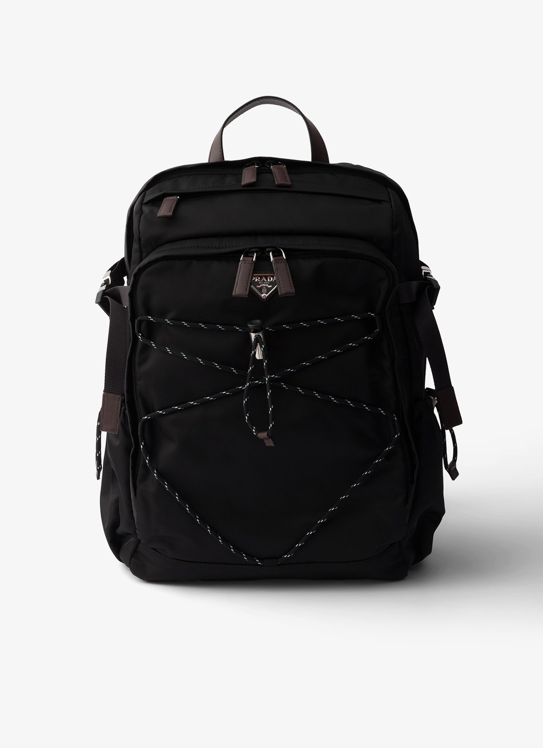 Prada Speedrock Re-Nylon rugzak met leren details - voorkant zwart