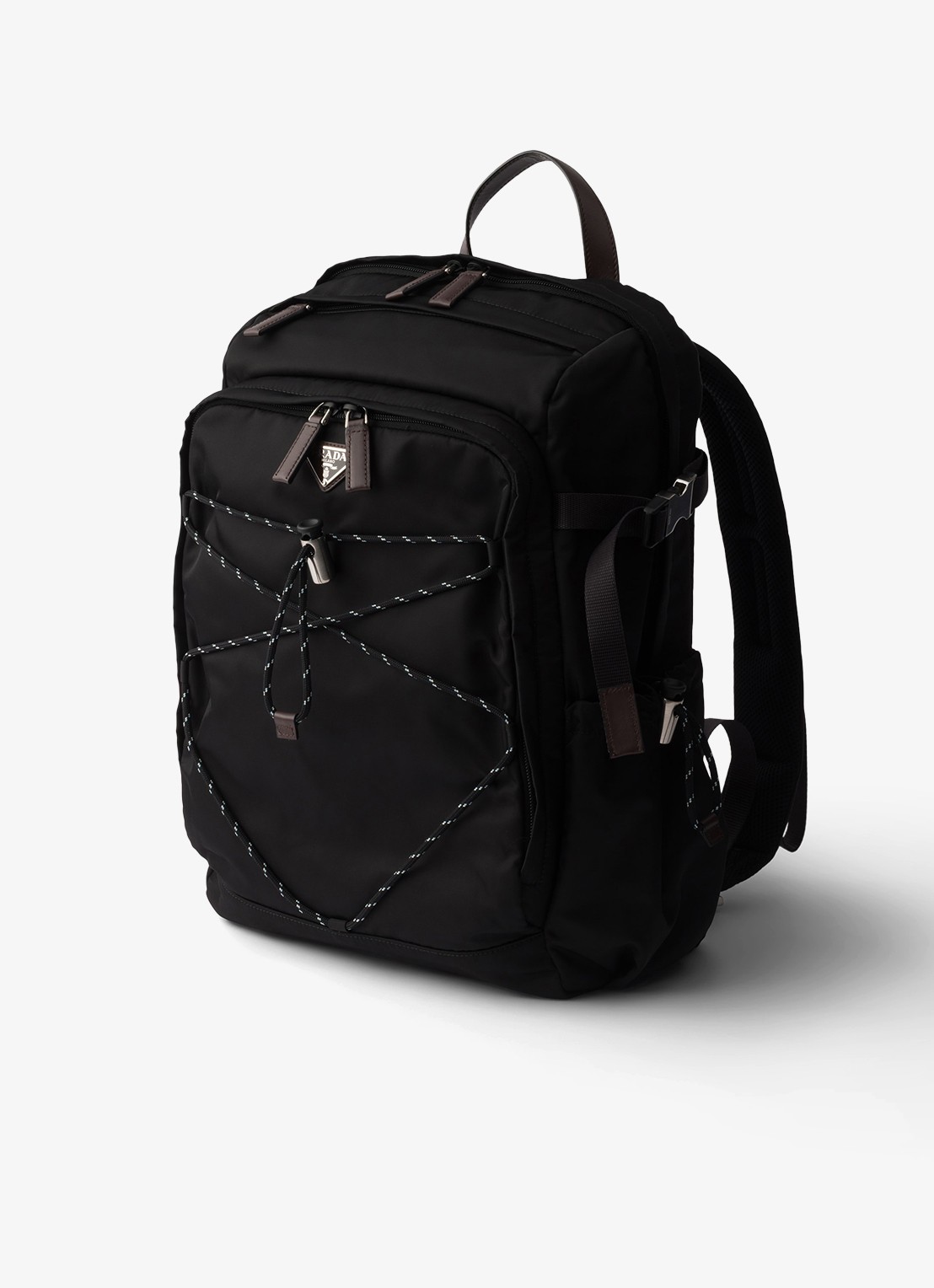 Prada Speedrock Re-Nylon rugzak met leren details - voorkant 2 zwart