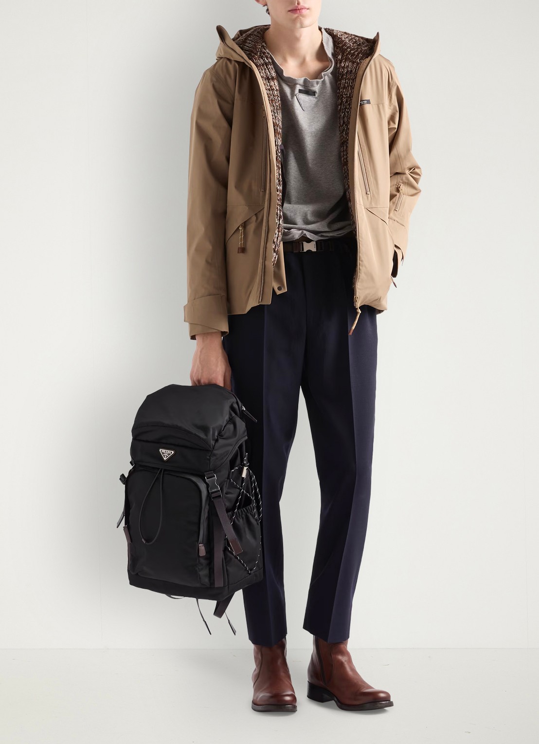 Prada Speedrock Re-Nylon rugzak met leren details - detail 4 zwart