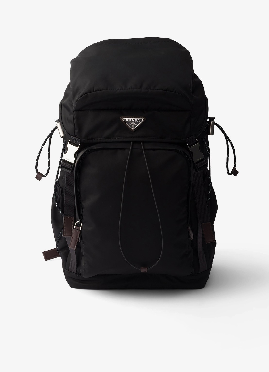 Prada Speedrock Re-Nylon rugzak met leren details - voorkant 4 zwart