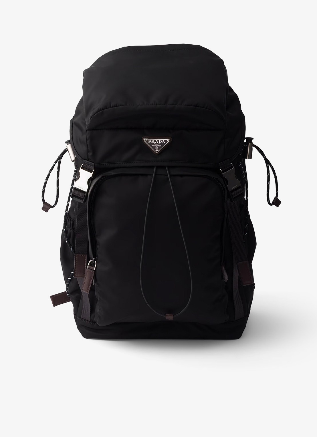 Prada Speedrock Re-Nylon rugzak met leren details - voorkant 6 zwart
