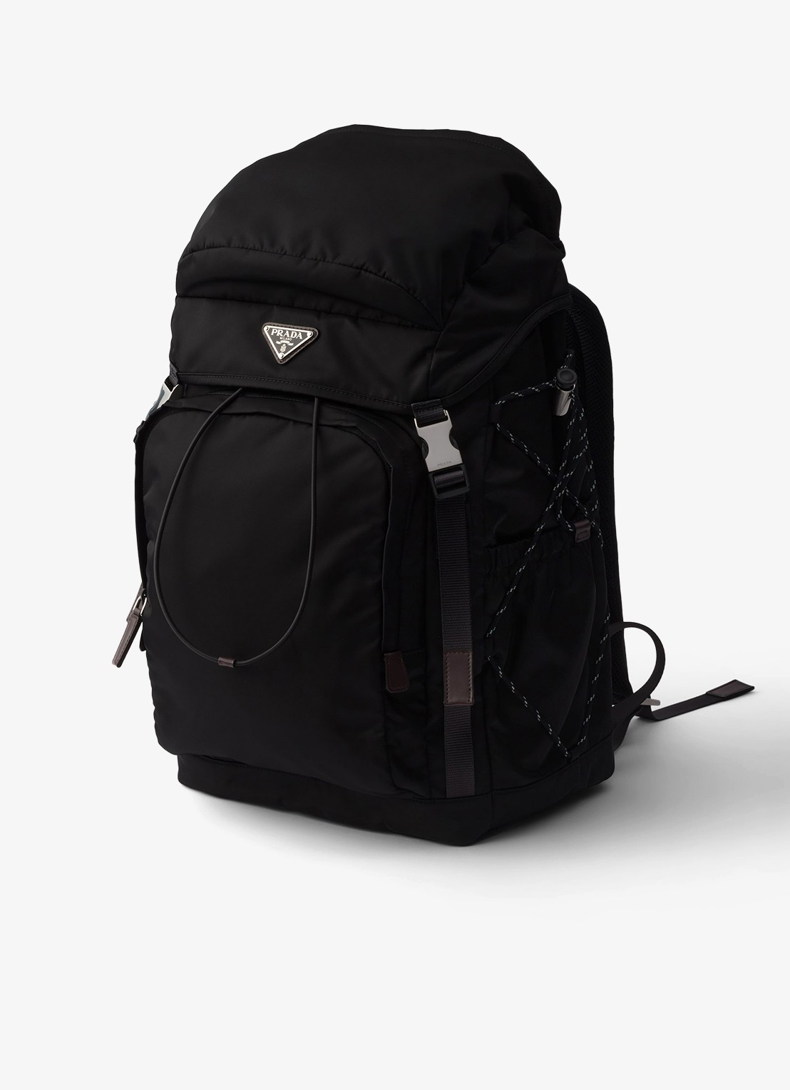 Prada Speedrock Re-Nylon rugzak met leren details - voorkant 5 zwart
