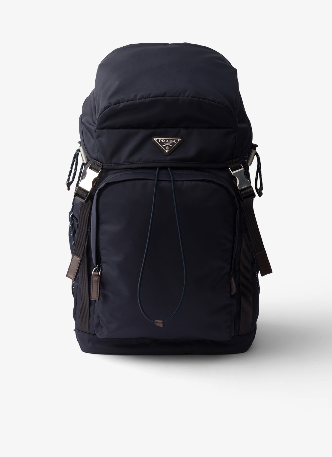 Prada Speedrock Re-Nylon rugzak met leren details - voorkant 6 donkerblauw