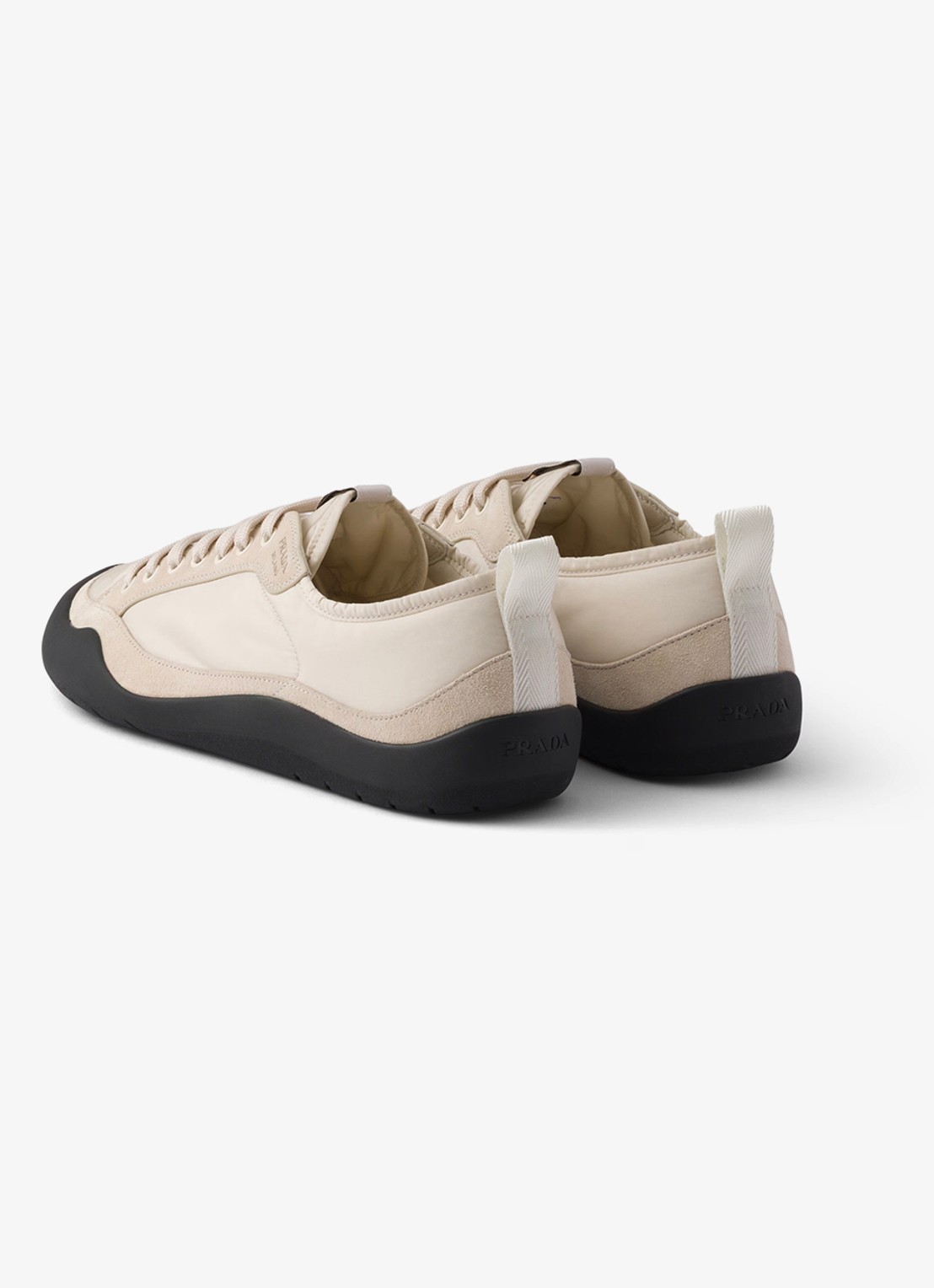 Prada Speedrock Re-Nylon sneaker met suède details - achterkant 3 beige